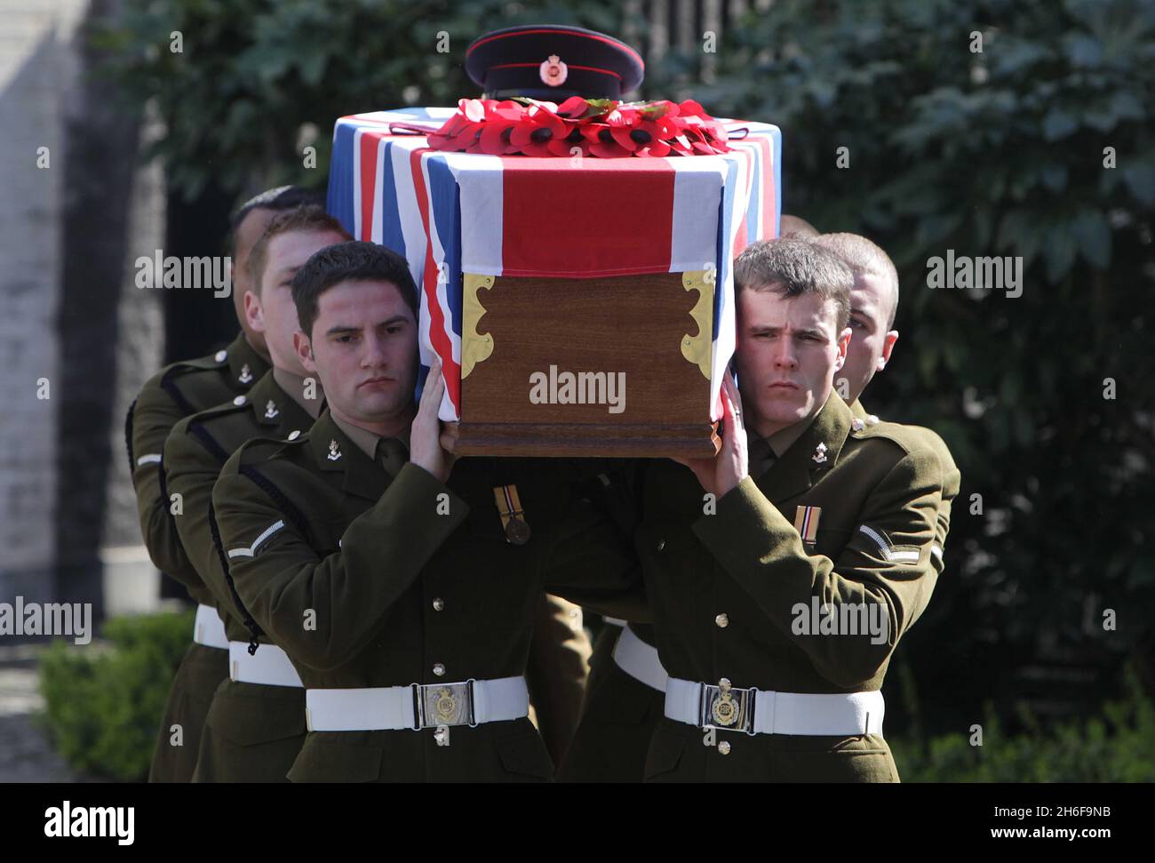 The funeral of murdered solider Patrick Azimkar at the Guards Chapel in Birdcage Walk in London. Stock Photo