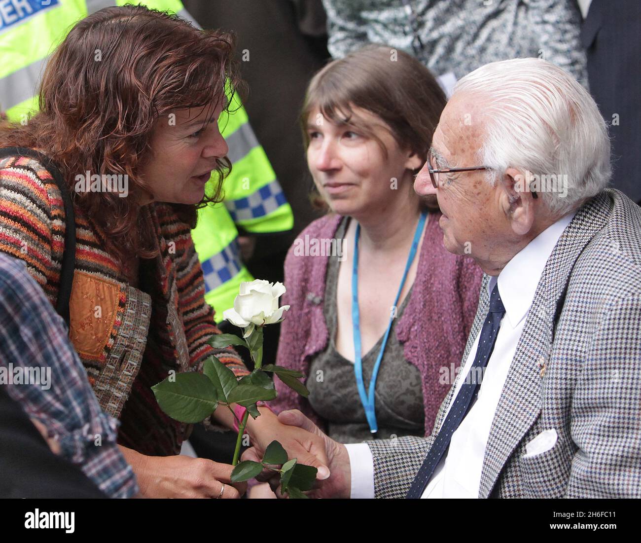 A steam train recreating the journey of hundreds of child evacuees, rescued from the Nazi's by a man dubbed Britain's Oscar Schindler, arrived at Liverpool Street station in London today. Seventy years after Sir Nicholas Winton organised for 669 Jewish children to travel from Prague to London to escape concentration camps, some of the survivors retraced their journey. Sir Nicholas, who celebrated his 100th birthday in May, was at the Station to see the steam train arrive. Stock Photo