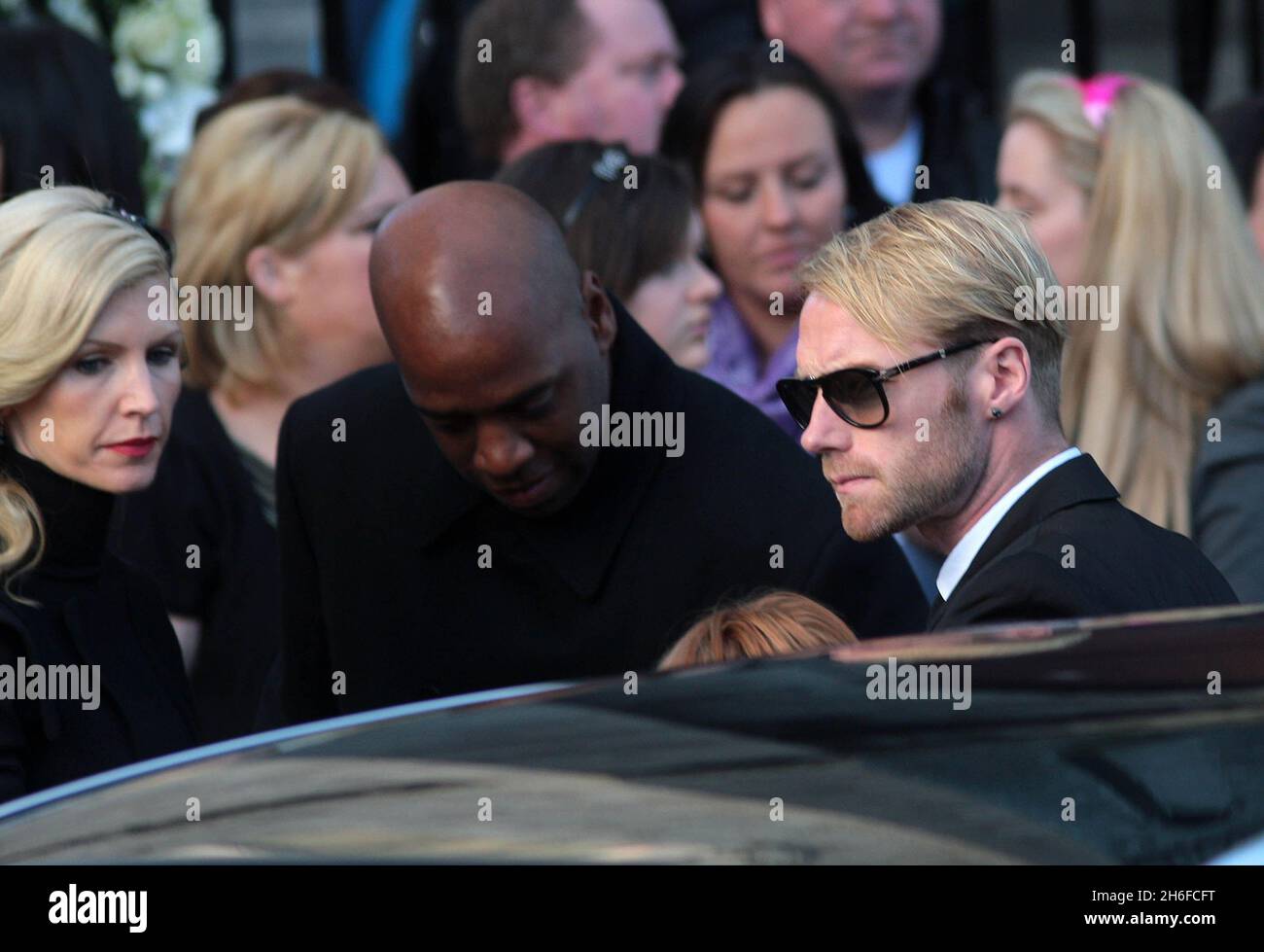 Ronan Keating arrives at the Church of St Laurence O'Toole in Dublin for the funeral of Boyzone singer Stephen Gately who died of natural cause last weekend aged 33. Stock Photo