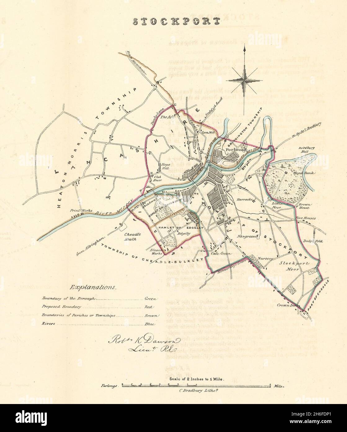 STOCKPORT borough/town plan. REFORM ACT. Cheshire. DAWSON 1832 old antique map Stock Photo