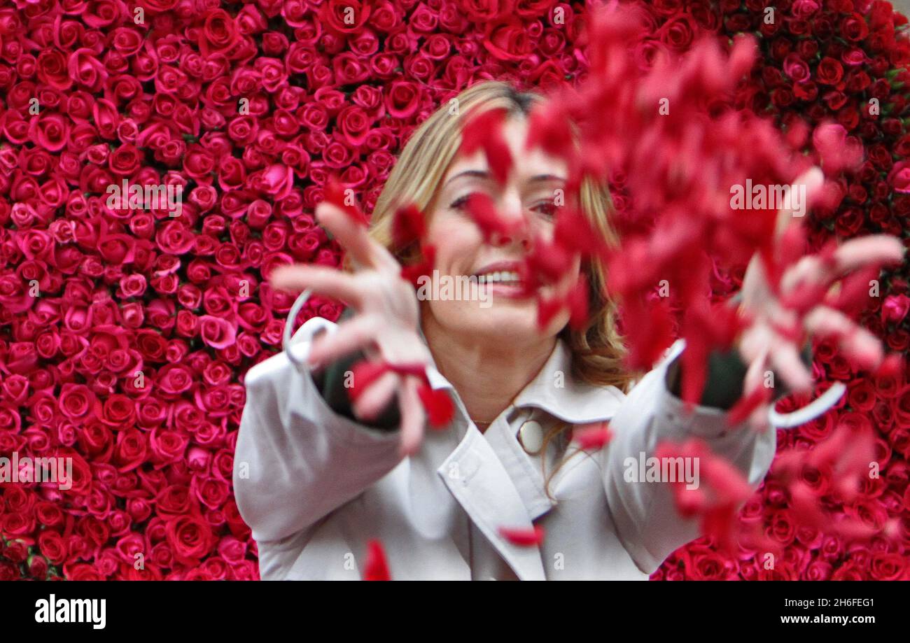 Cat Deeley posed in Covent Garden with a giant map of Africa made from ...