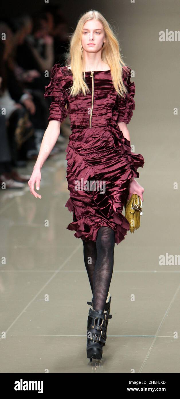 Models on the catwalk at the Autumn/Winter 2010 Burberry Prorsum show, at Chelsea College of Art and Design in central London. Stock Photo