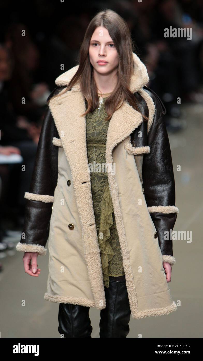 Models on the catwalk at the Autumn/Winter 2010 Burberry Prorsum show, at Chelsea College of Art and Design in central London. Stock Photo