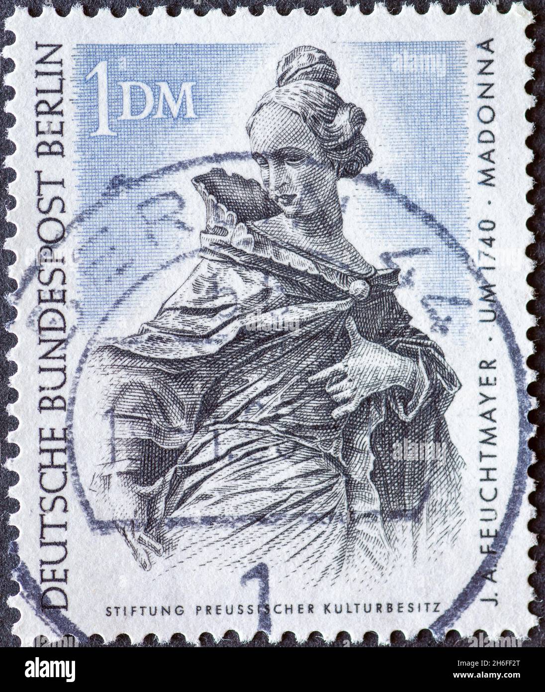 GERMANY, Berlin - CIRCA 1967: a postage stamp from Germany, Berlin showing a Madonna around 1740, by the sculptor Joseph Anton Feuchtmayer. Prussian C Stock Photo