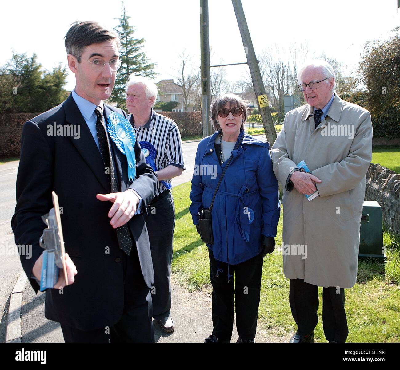 Conservative MP Jacob Rees Mogg on the campaign trail in North Somerset ...