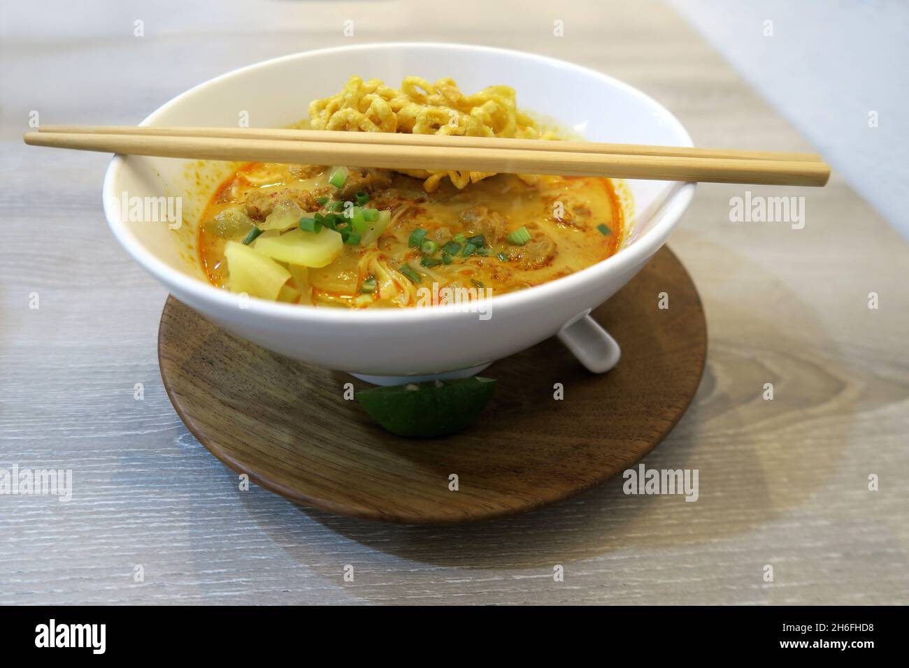 Chiang Mai curried noodles (Khao soi) Stock Photo
