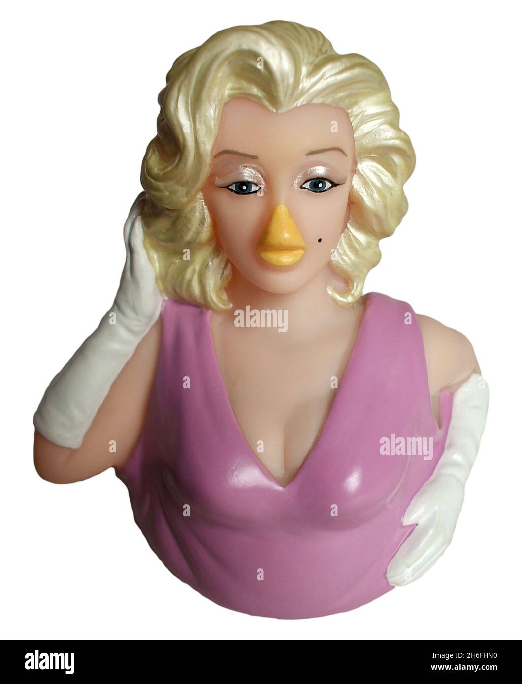 Wash With The Stars - Founded by American Craig Wolfe, Celebriducks manufactures limited edition collectible celebrity rubber ducks of the greatest icons of film, music, history and sport. To date they have created over 200 different CelebriDucks including Marilyn Monroe, Barack Obama, James Dean, Michael Jackson, Shakespeare and even Jesus and The Pope. The A team icon Mr T has proved to be the most popular duck. Limited editions such as Michael Jackson have since sold out and are now retired.  Jeff Moore/ Celebriducks.com Picture shows: Marilyn Monroe Stock Photo