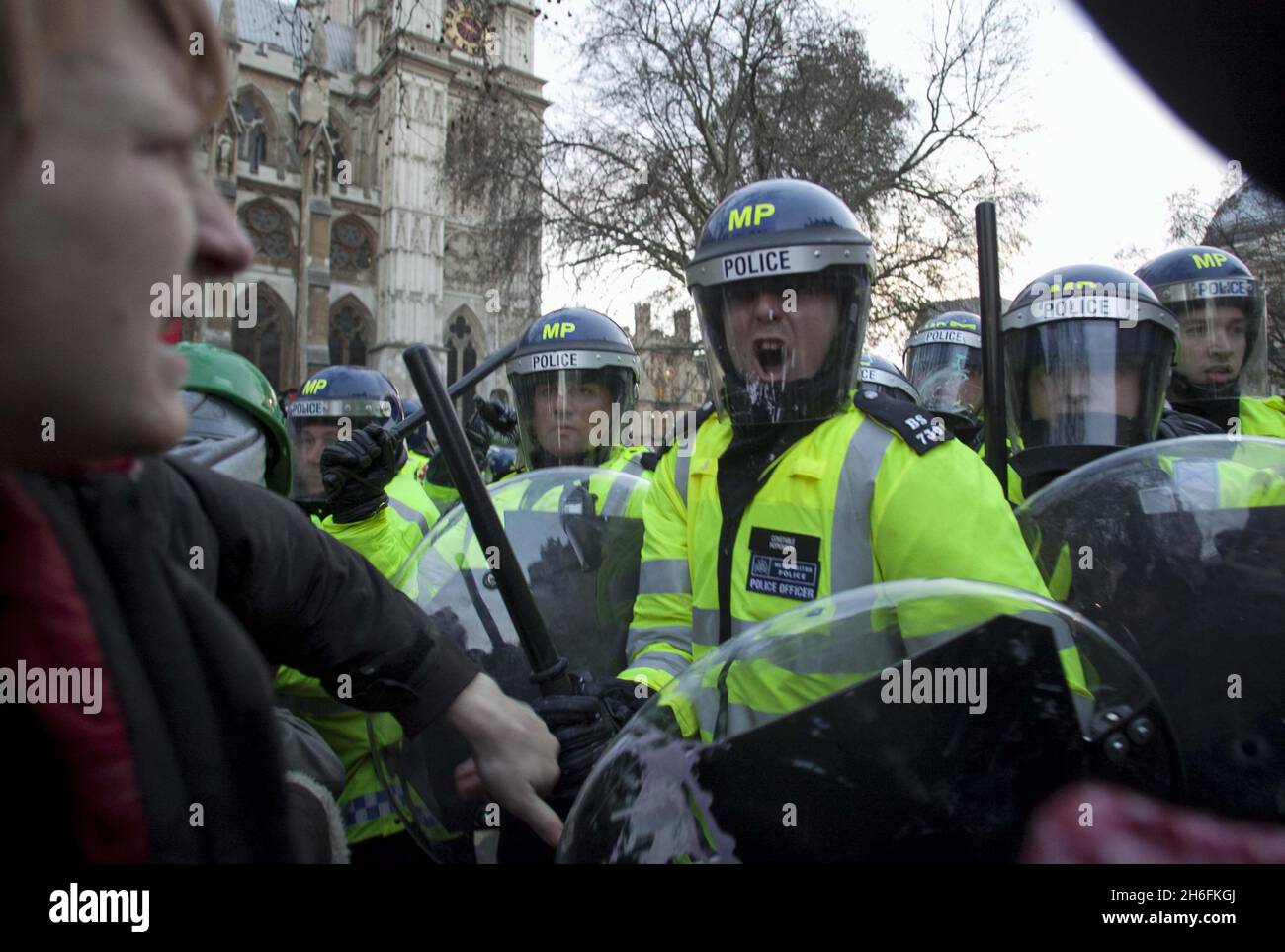 The student tuition fees protest turns violent in Parliament square ...