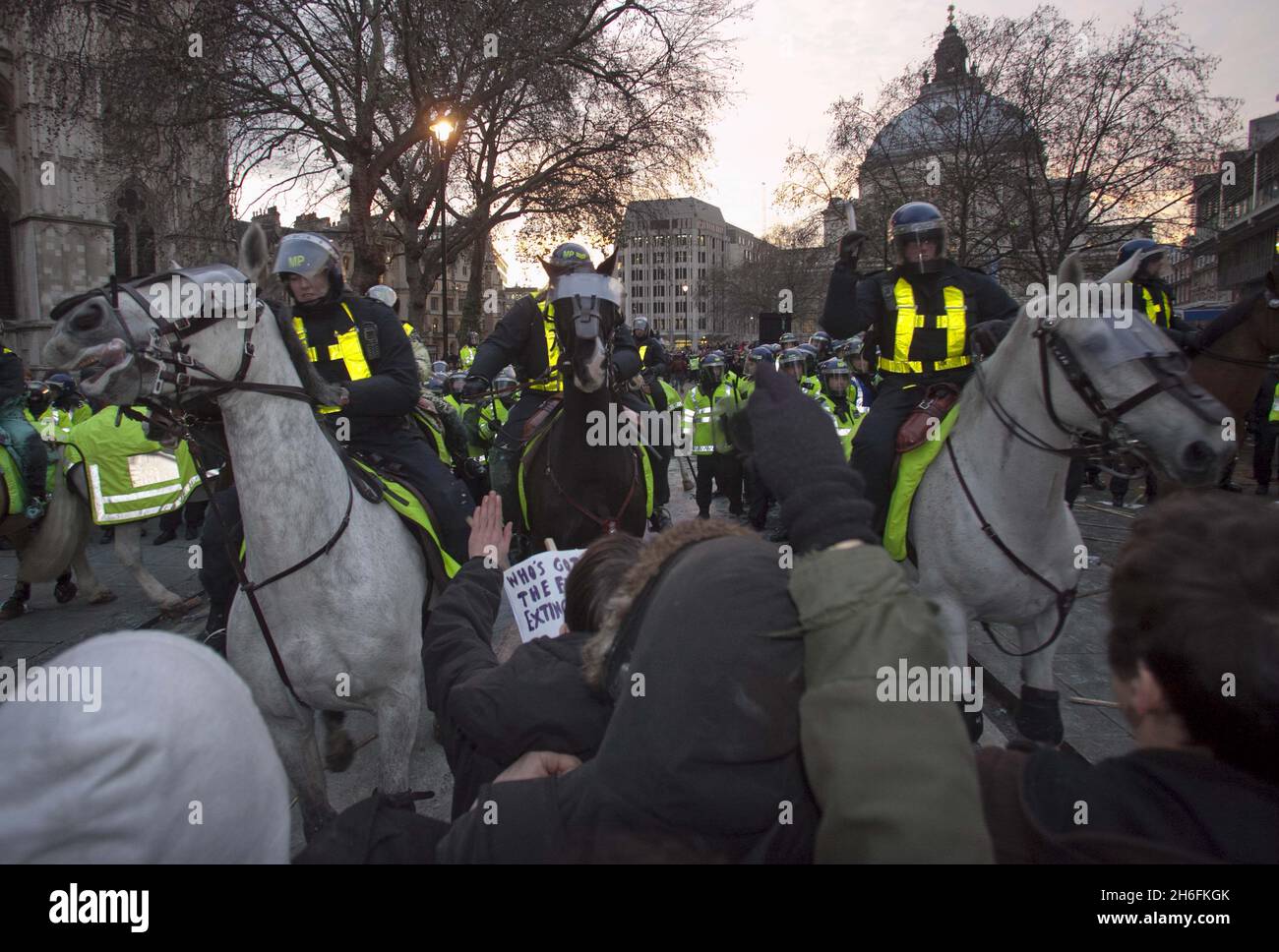 The student tuition fees protest turns violent in Parliament square ...