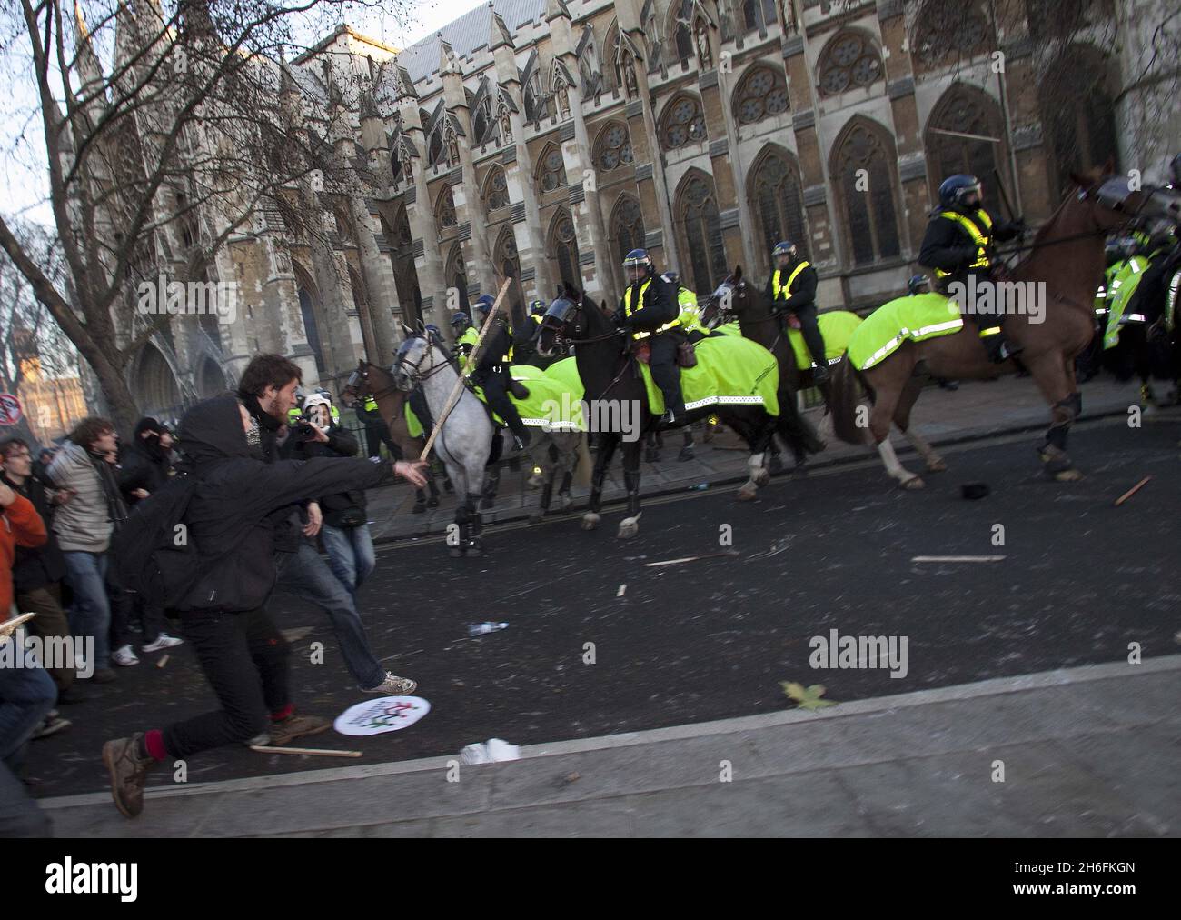 The student tuition fees protest turns violent in Parliament square ...