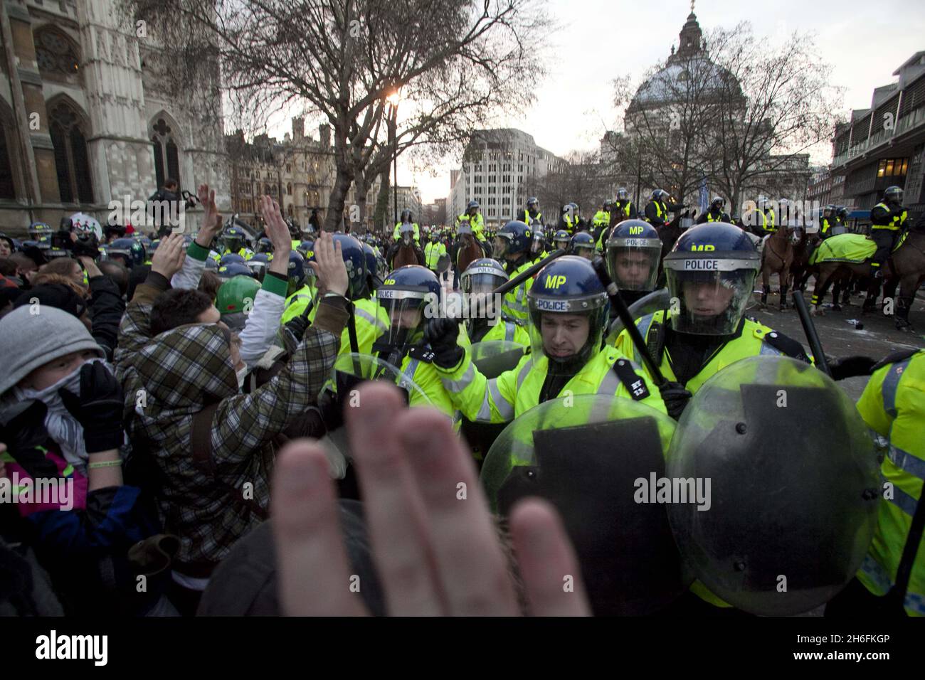 The student tuition fees protest turns violent in Parliament square ...