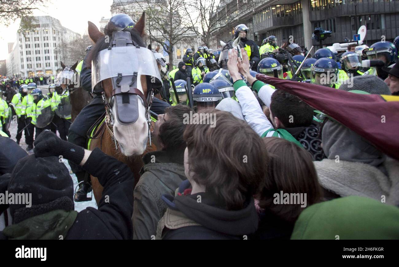 The student tuition fees protest turns violent in Parliament square ...