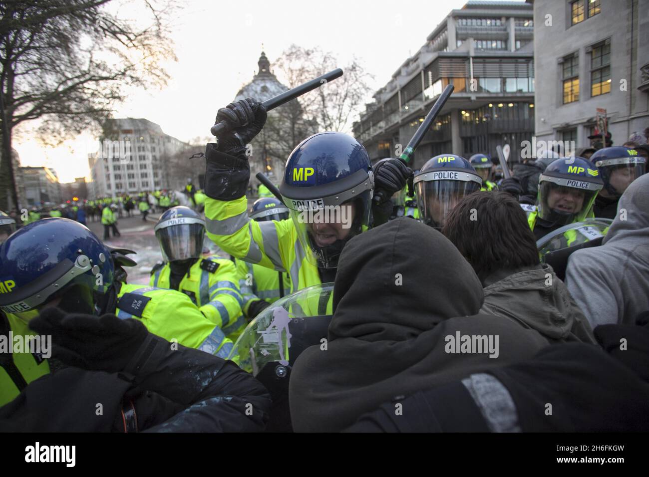 The student tuition fees protest turns violent in Parliament square ...
