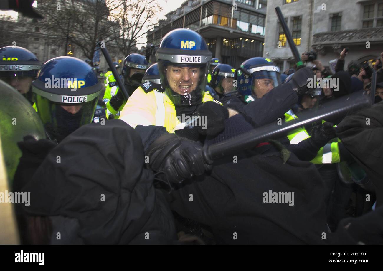 The student tuition fees protest turns violent in Parliament square ...