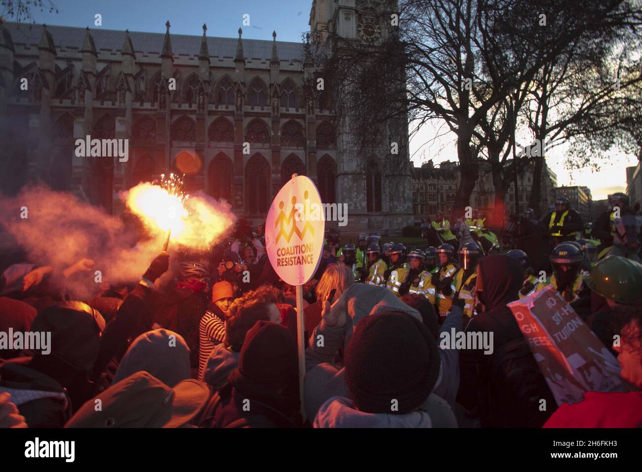 The student tuition fees protest turns violent in Parliament square ...