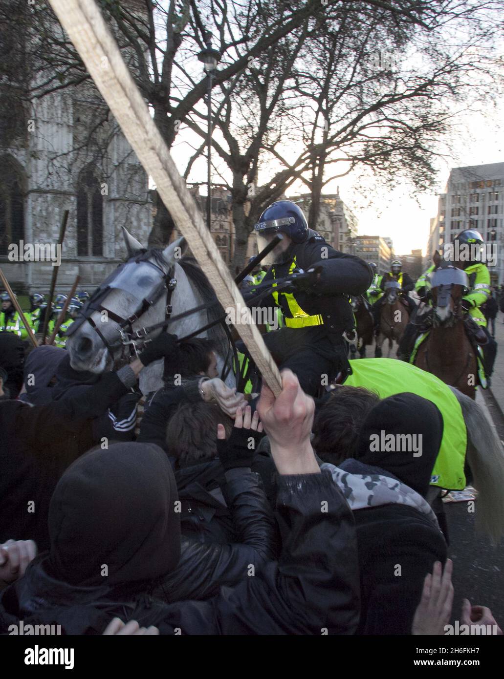 The student tuition fees protest turns violent in Parliament square ...