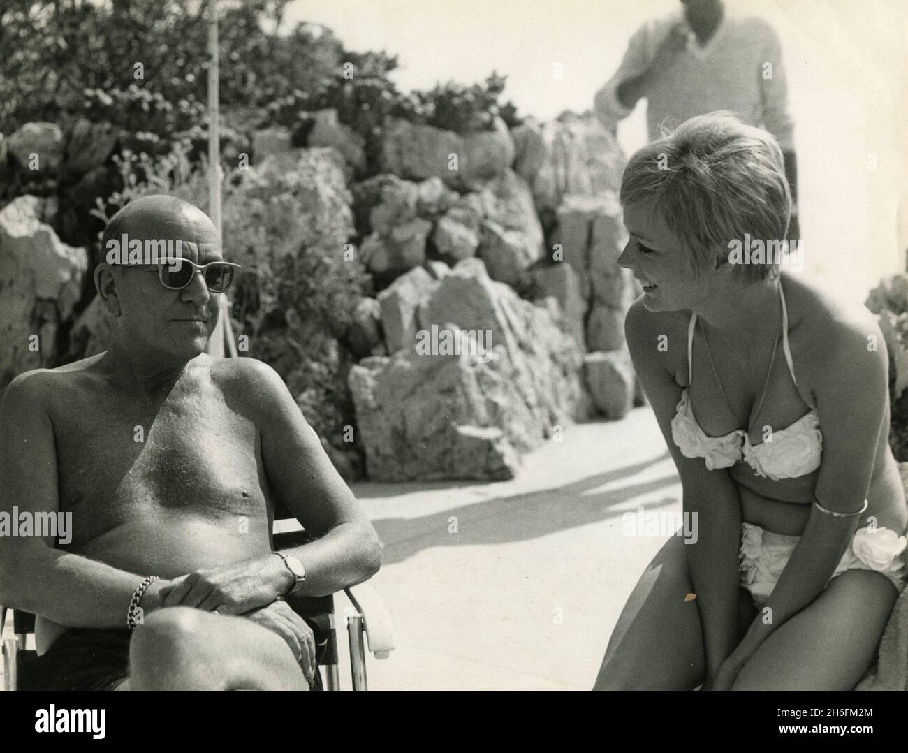 British actress Barbara Steele at the beach, Italy 1960s Stock Photo