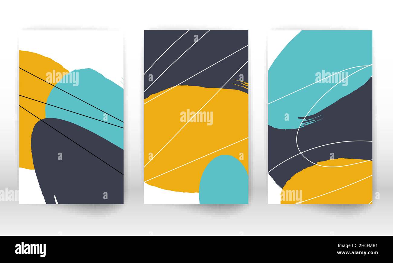 Set of geometric shapes. Abstract hand drawn watercolor effect design ...