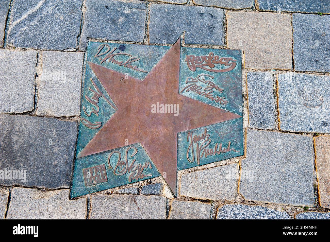 Star of Perfect (Polish rock band) at Walk of Fame in Opole, Poland Stock Photo