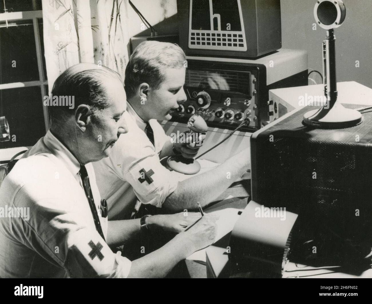 Amateur radio operators serving as volunteers for the American Red Cross, Providence, Rhode Island, USA 1964 Stock Photo