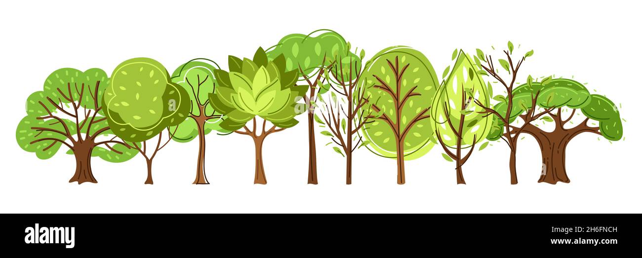 Set of spring or summer abstract stylized trees Stock Vector Image ...