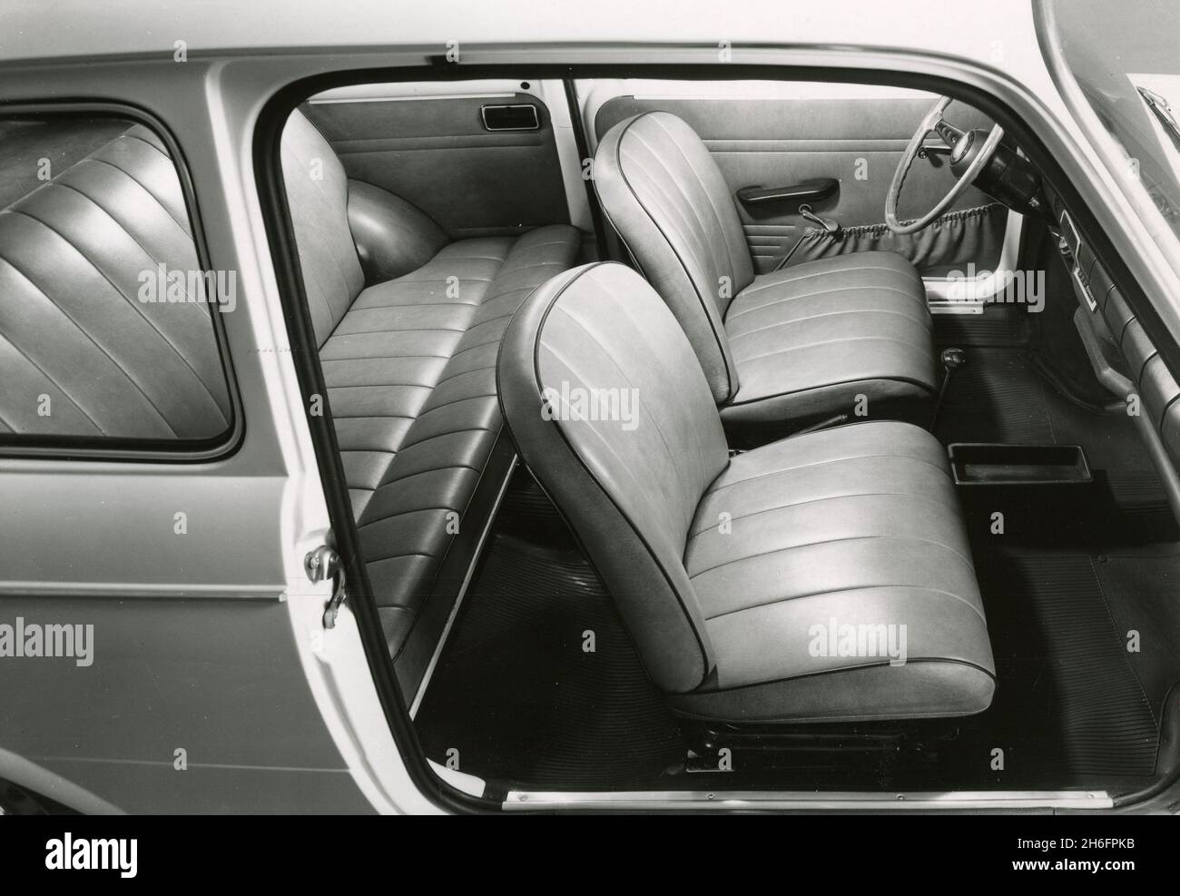 The interior of a FIAT 850 Special car, Italy 1968 Stock Photo
