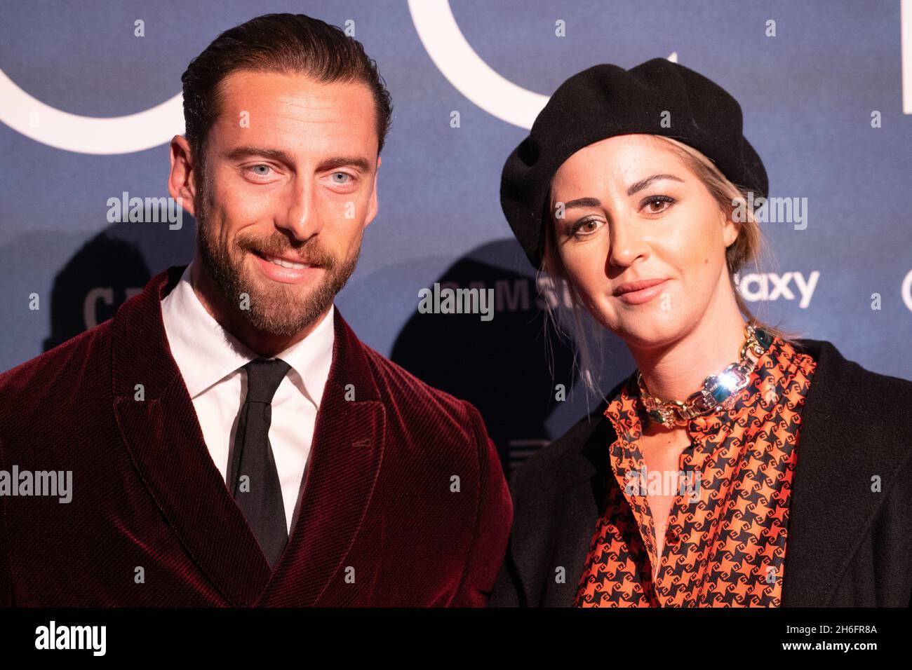 Former Italian footballer Claudio Marchisio and his wife Roberta Sinopoli  at the Italian premiere of House Of Gucci at the Space Cinema Odeon. Milan  (Italy), November 13th, 2021 (Photo by Marco Piraccini/Mondadori