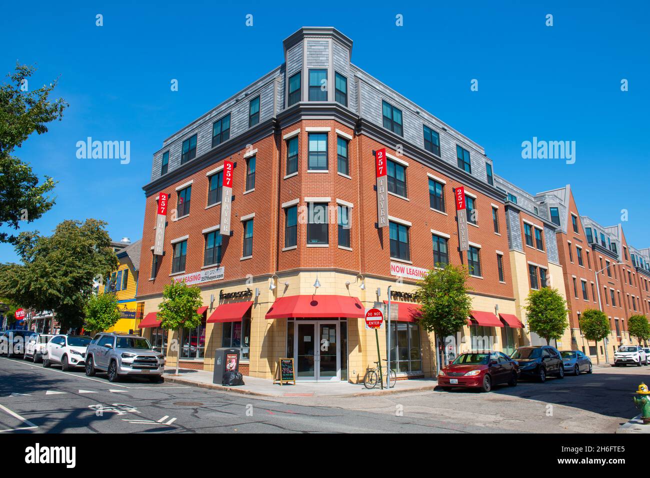 Modern building at 257 Thayer Street at Euclid Avenue in College Hill in city of Providence, Rhode Island RI, USA. Stock Photo