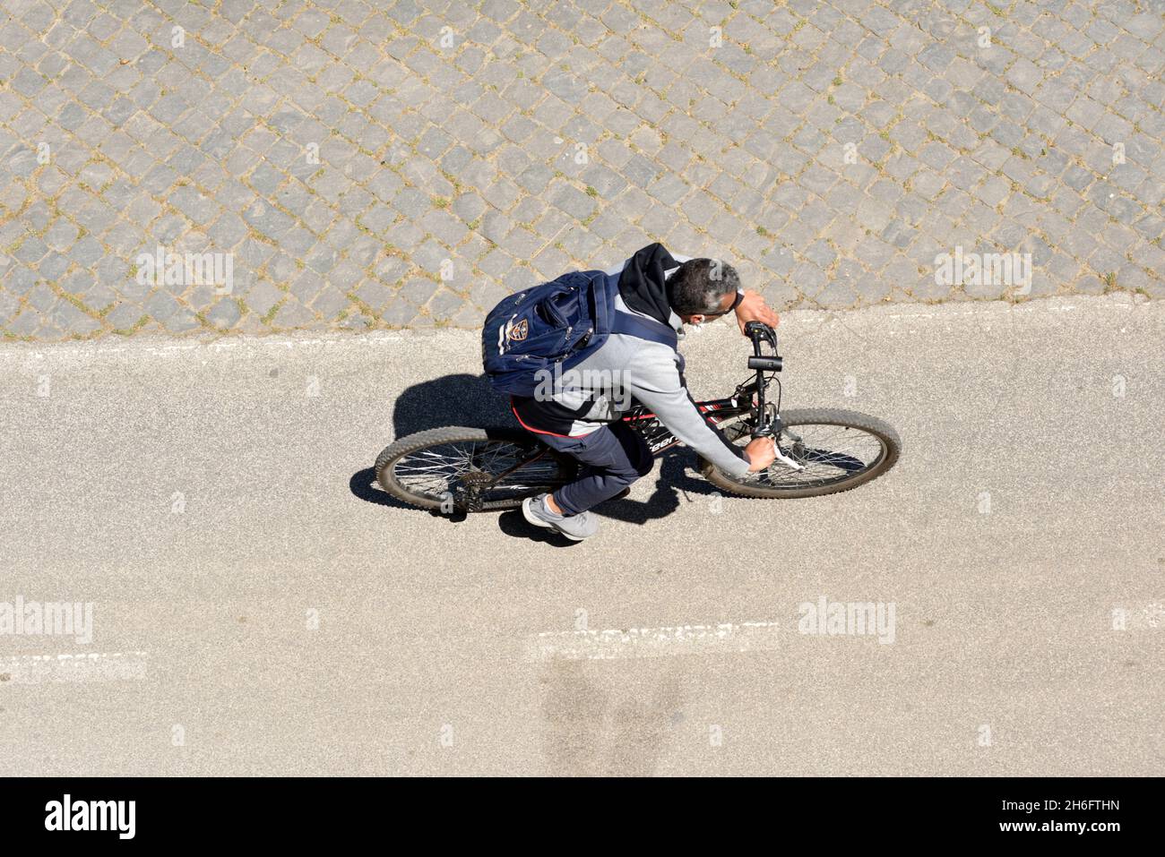 cycling along the tiber river, rome, italy Stock Photo