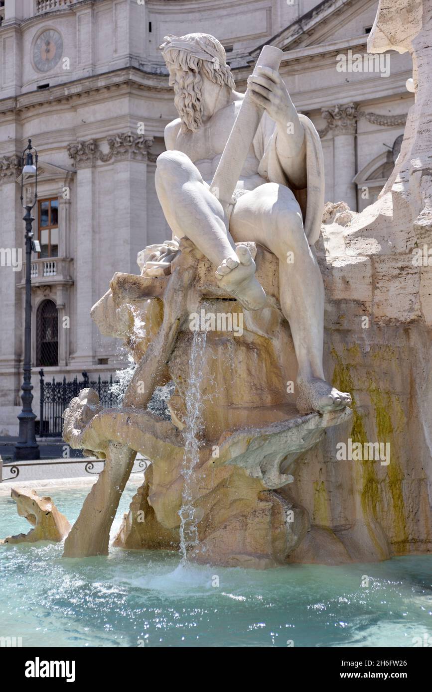 Fountain of the Four Rivers, Piazza Navona, Rome, Italy Stock Photo