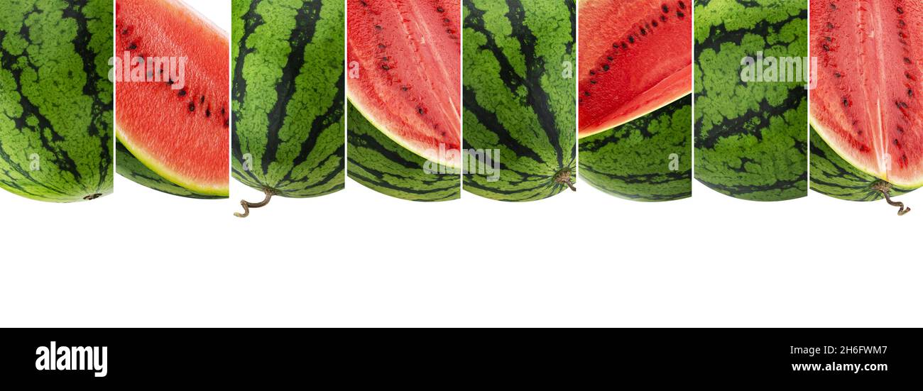 Fruits collage, set of watermelons isolated on white background Stock Photo
