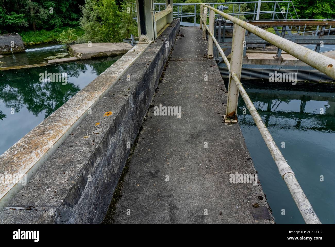 Small hydroelectric power plant in the river, France. Operating since