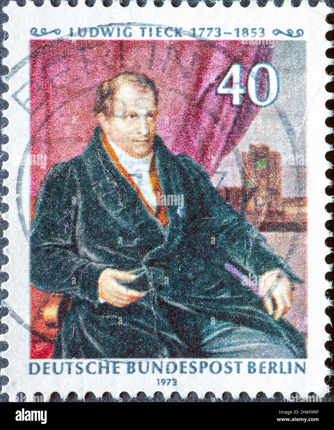 GERMANY, Berlin - CIRCA 1973: a postage stamp from Germany, Berlin showing a portrait of the poet, writer, editor and translator Ludwig Tieck 1773 - 1 Stock Photo
