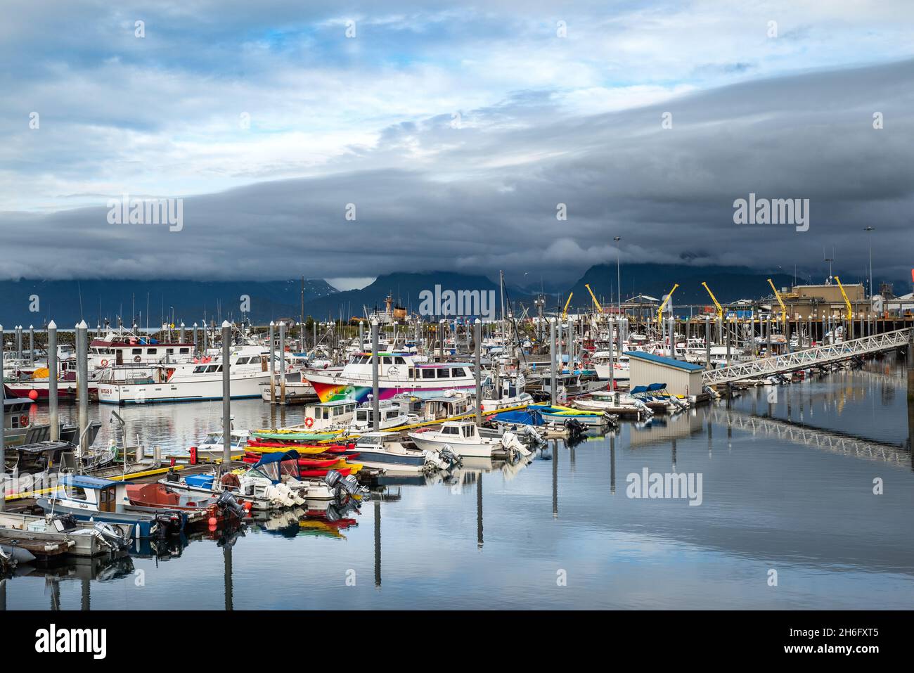 Landscape of Homer Spit harbor - Alaska - USA Stock Photo
