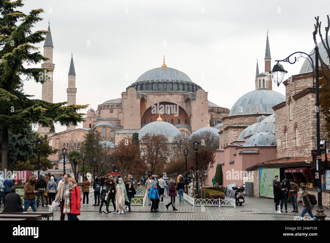 Tourists at Hagia Sophia in Covid times. November 2021, Sultanahmet, Istanbul Stock Photo