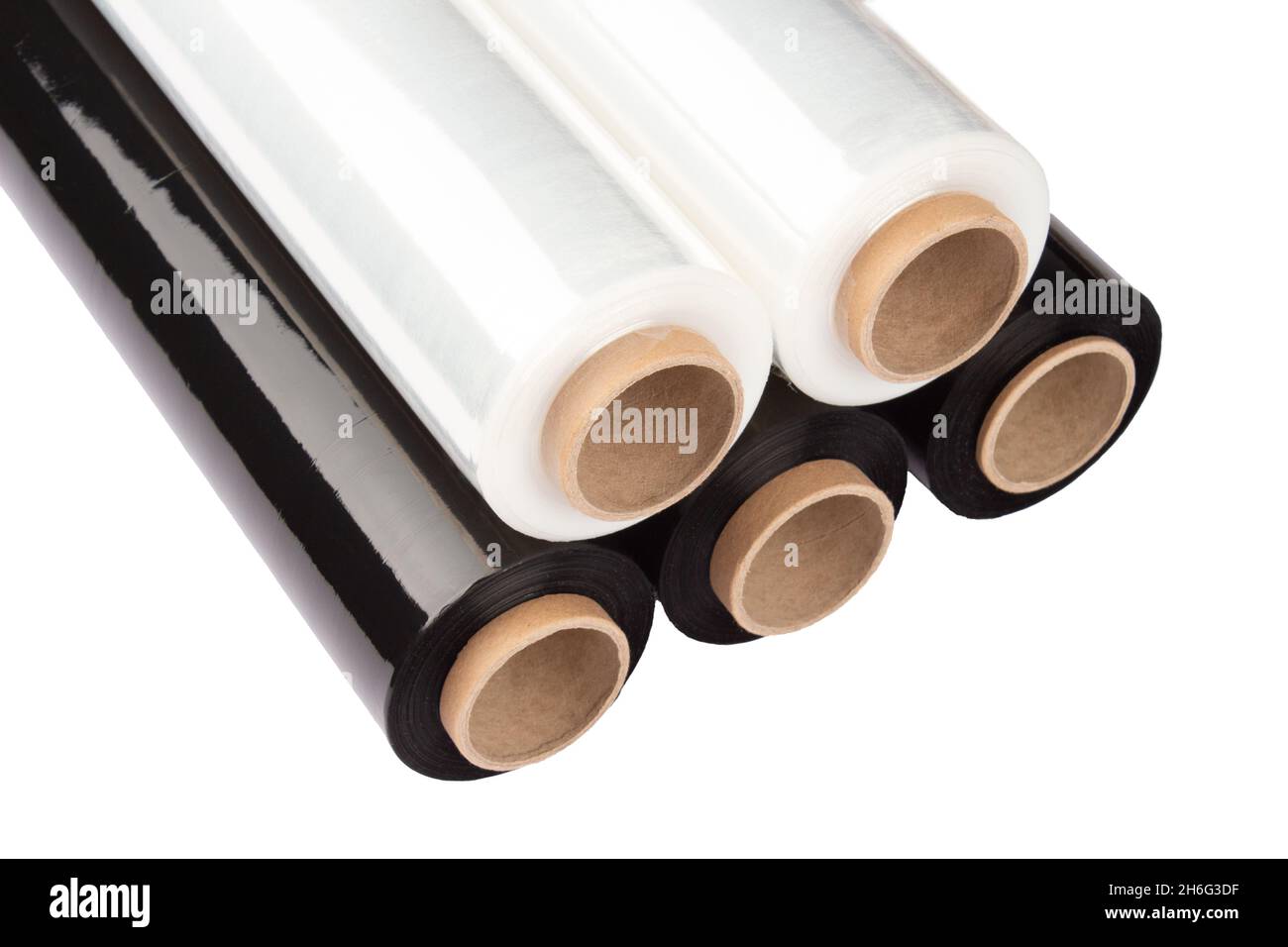 Set of plastic packaging materials plastic white and black stretch