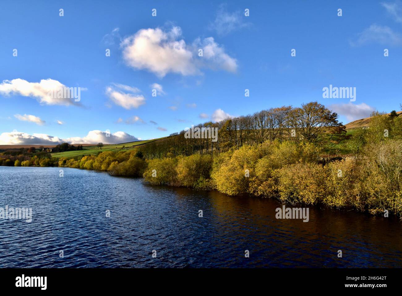 Autumn colours at Baitings Reservoir Stock Photo