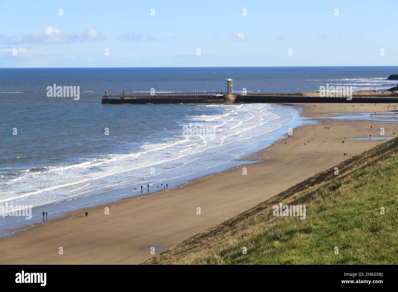Whitby Lighthouse England Stock Photo Alamy