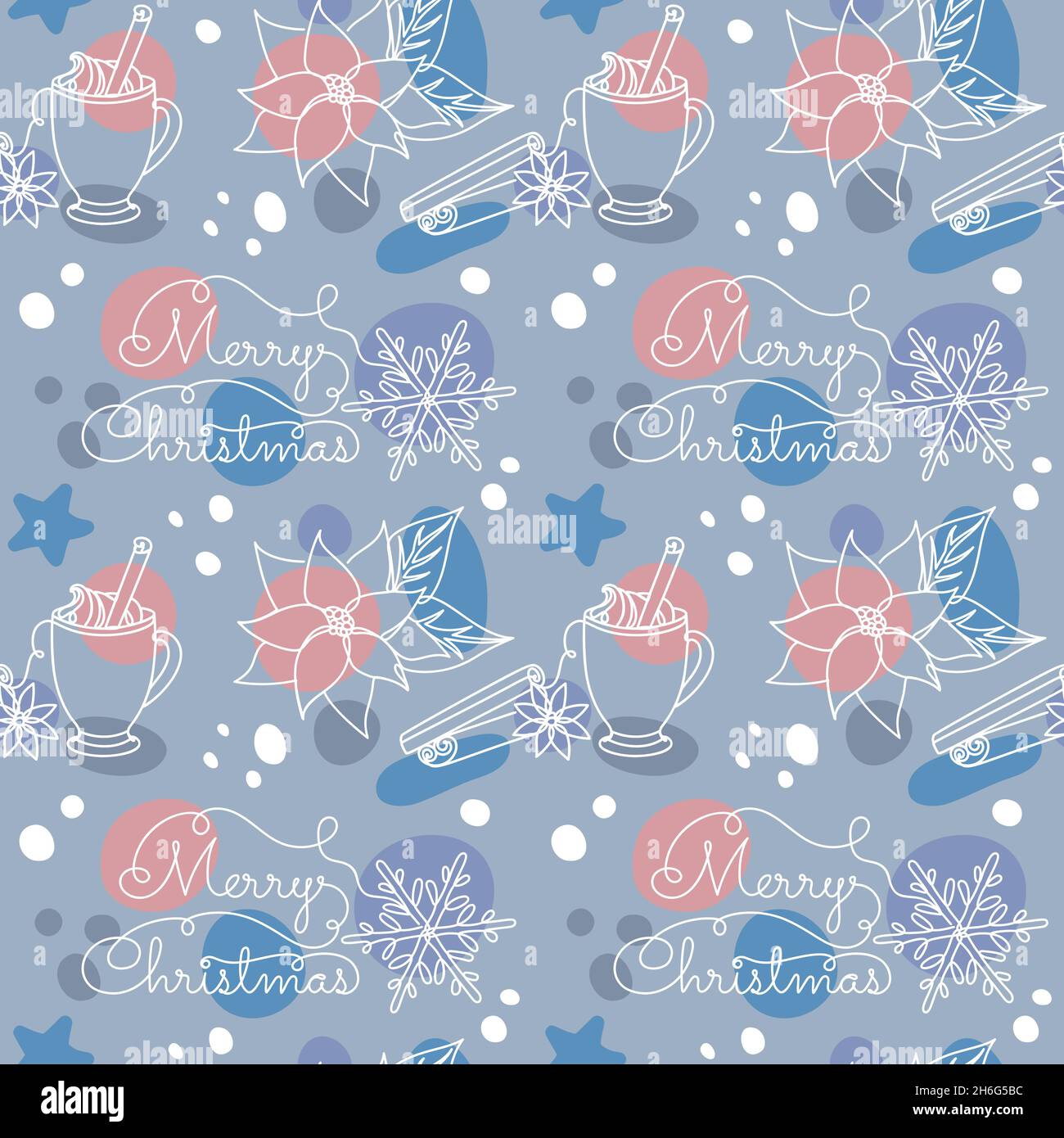 Seamless Christmas pattern in a linear style.  Stock Vector