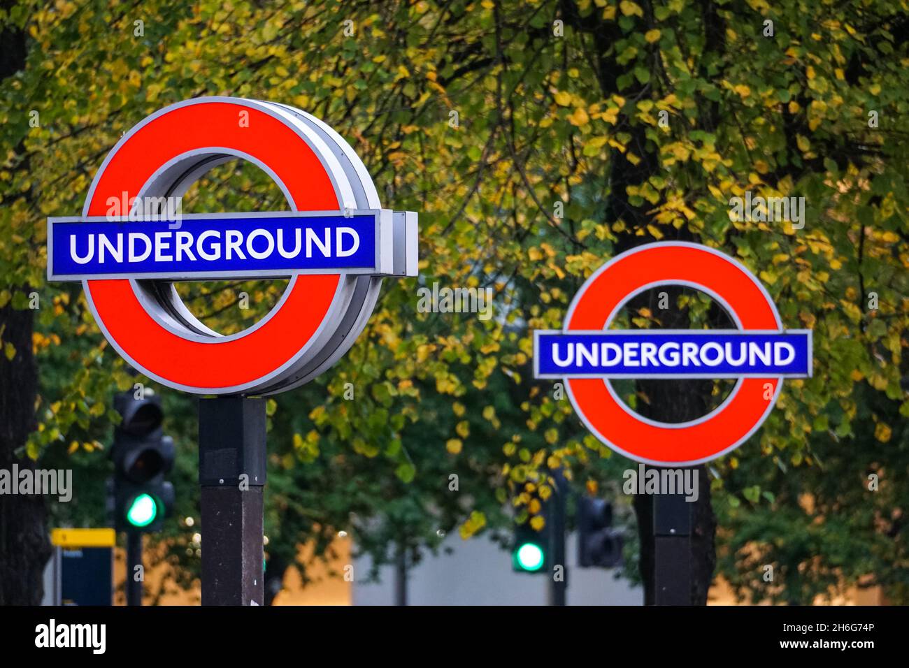 London underground tube station signs England United Kingdom UK Stock Photo