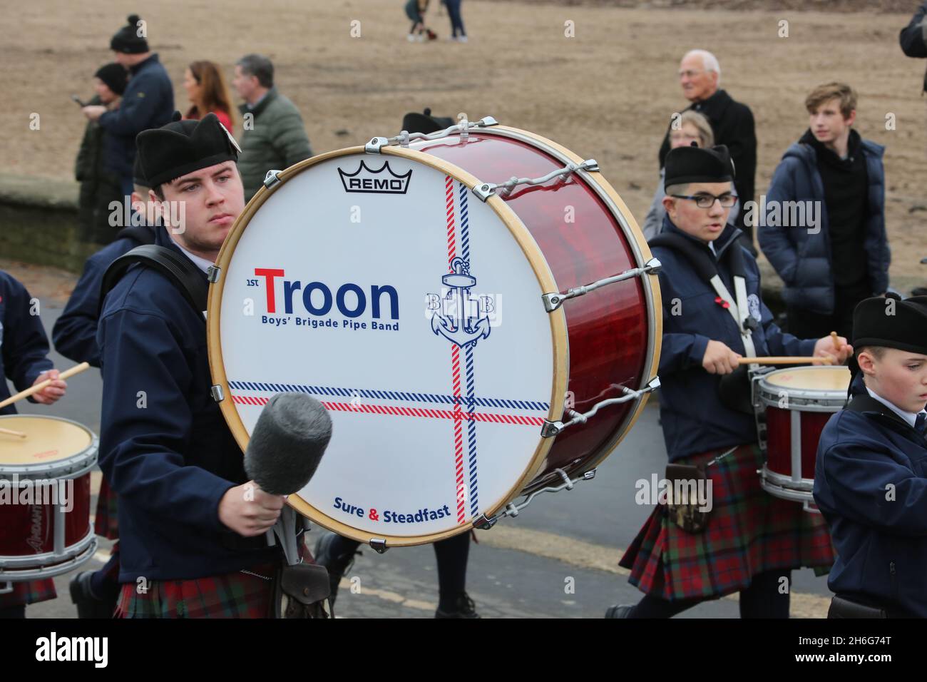 Troon Remembrance Parade, South Ayrshire, Scotland , UK. 14 Nov 2021