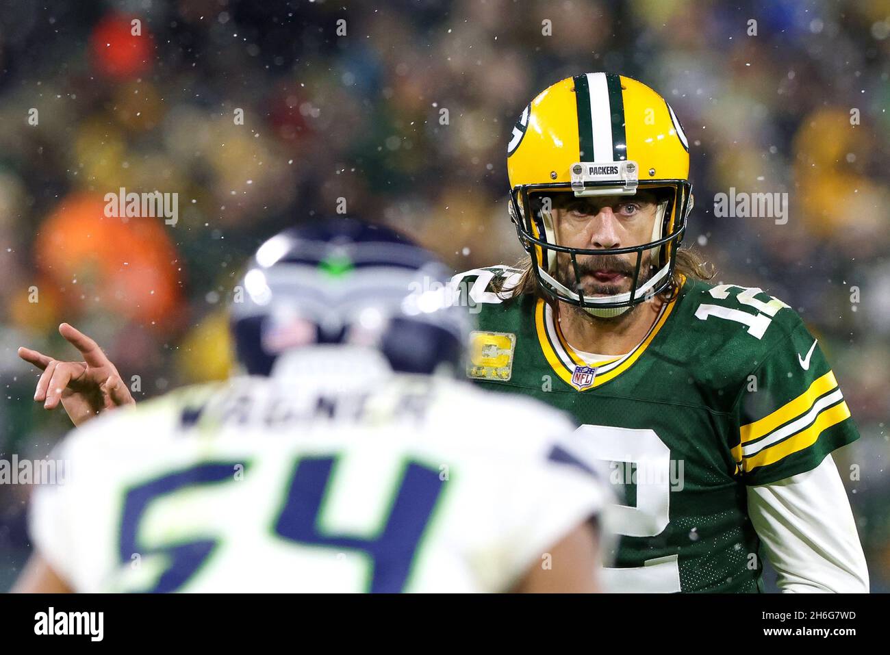 Green Bay, WI, USA. 12th Jan, 2020. Green Bay Packers wide receiver Davante  Adams #17 takes off running after the catch for a 40 yard touchdown during  the NFL Football game between