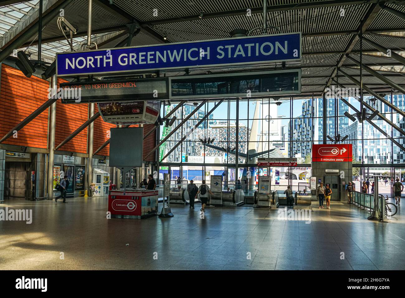 North Greenwich Tube Station London England United Kingdom UK Stock north-greenwich-tube-station-london-england-united-kingdom-uk-stock