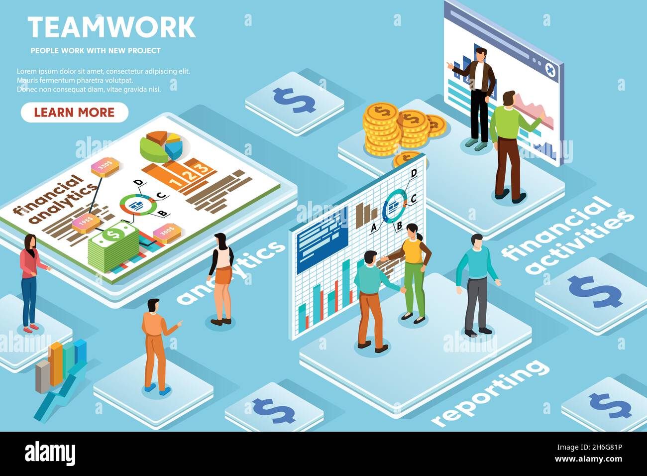team of people working on innovative business project in virtual office ...