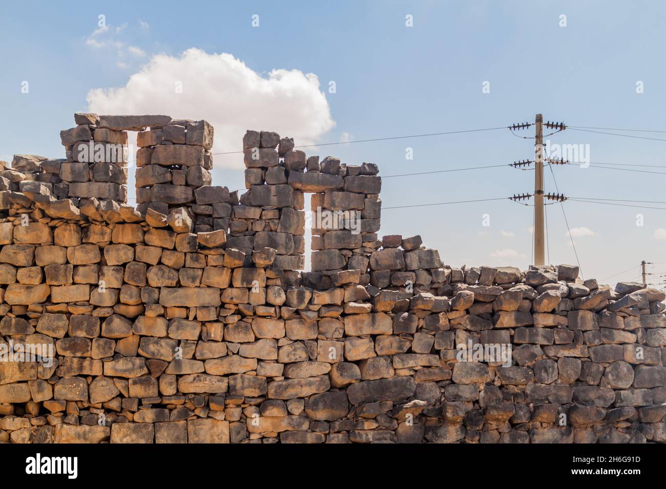 Ruins of Qasr al-Azraq Blue Fortress , fort located in the desert of ...
