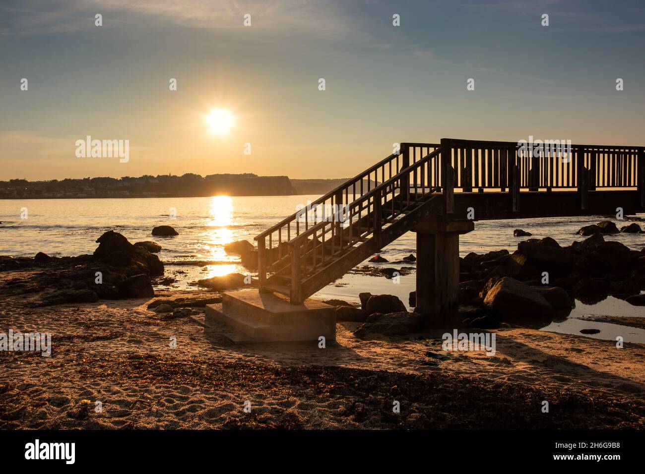 Spectacular Sunset at Ballycastle Beach, County Antrim, Northern Ireland Stock Photo