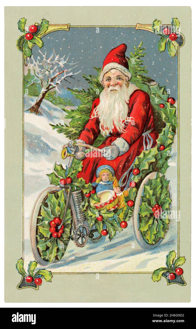 Vintage victorian Christmas postcard Stock Photo