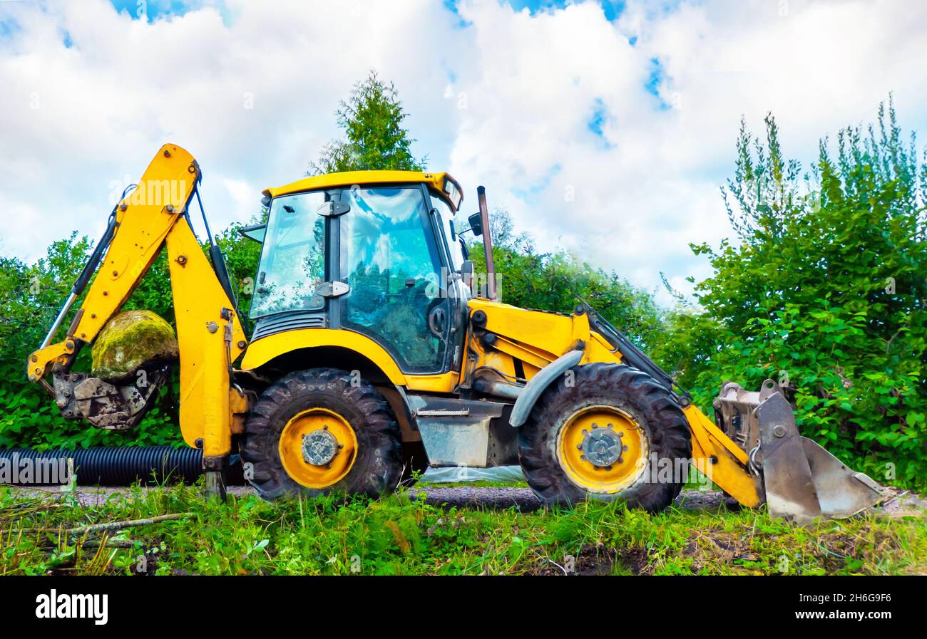 Yellow backhoe hires stock photography and images Alamy