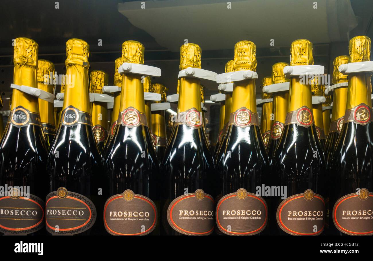 Bottles of Prosecco -- Controlled Designation of Origin Stock Photo