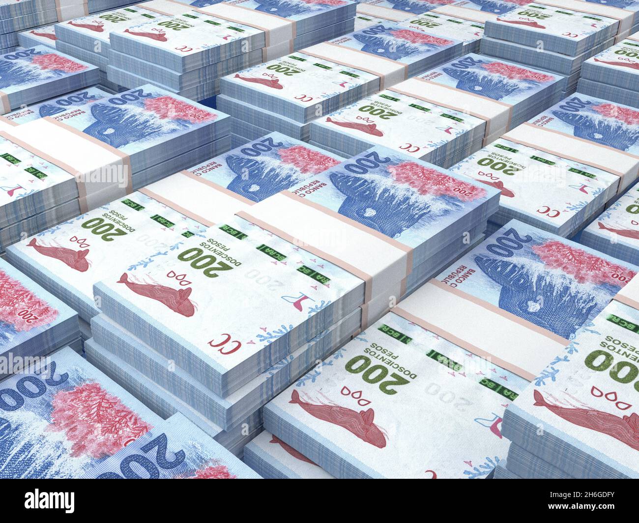 Money of Argentina. Argentine peso bills. ARS banknotes. 200 pesos ...